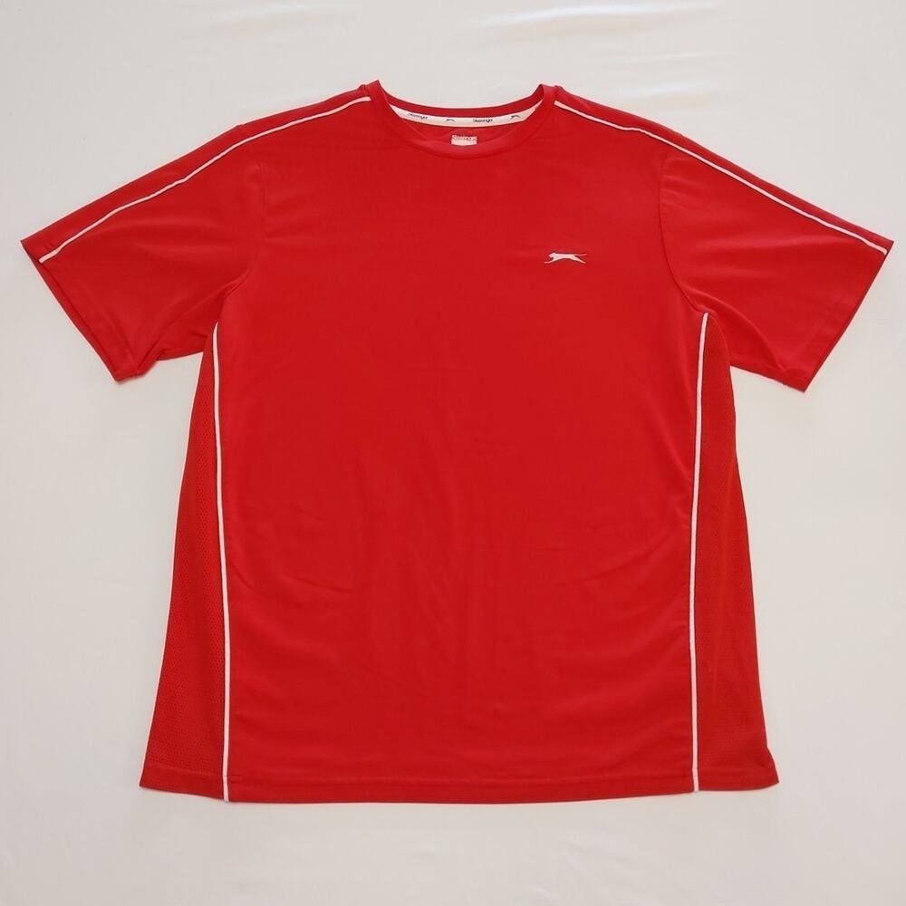 Slazenger Youth Size L Red Wicking Stretch T-Shirt Vtg With‎ Logo